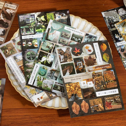 20pcs Die-Cut Sticker Book - Japanese Food & Dessert Vintage Showa Style，Glitter Matte Glossy Finish，School Stationery suppli