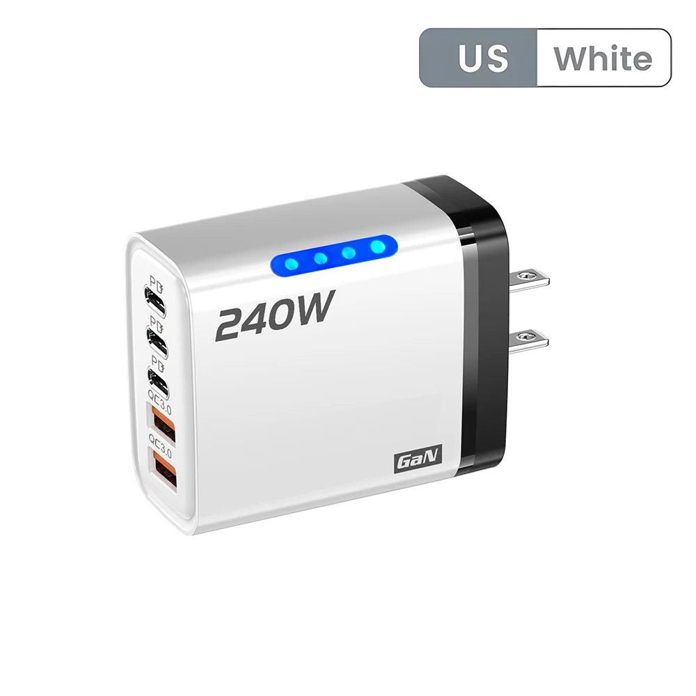 5 Ports USB C PD Charger Quick Charge 3.0 Type C USB Phone Chargers Fast Charging Adapter For iPhone 16 15 Samsung Xiaomi Hua