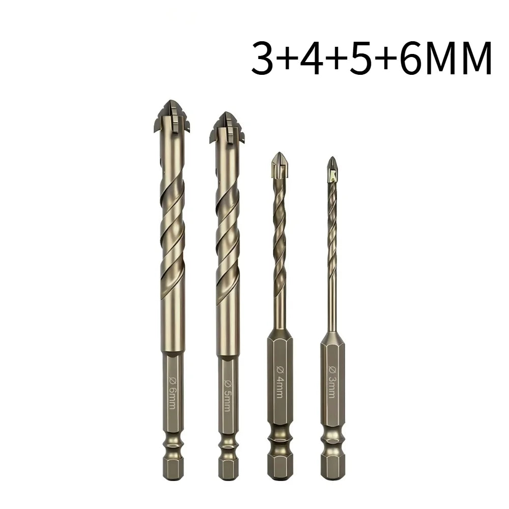 High-Four-Edged Serrated Eccentric Drill for Dry Drilling of Ceramic Tiles, Glass, Marble, Concrete, Stainless Steel Drill Bi