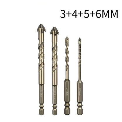 High-Four-Edged Serrated Eccentric Drill for Dry Drilling of Ceramic Tiles, Glass, Marble, Concrete, Stainless Steel Drill Bi