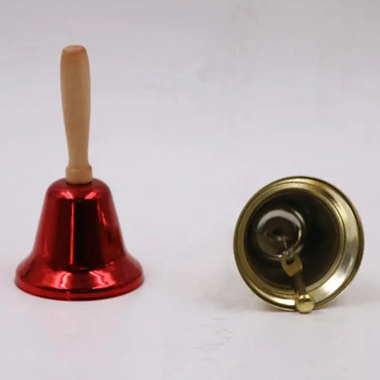 Festive Attention Christmas Hand Bell Wooden Handle Kindergarten Kids Christmas Jingle Ring Xmas Decorations Christmas Bells