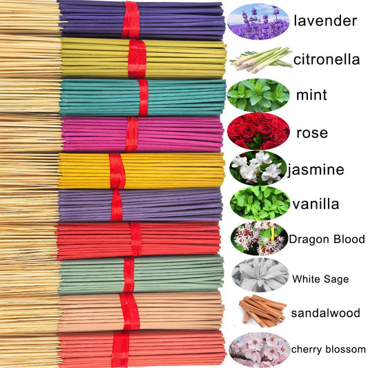 7 Sets of 140 Incense Sticks, Available in Four Seasonal Sets: Rose, Lavender, Sandalwood, Jasmine, Mint, Cherry Blossom, Her