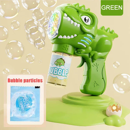 6-hole Dinosaur Bubble Machine Electric Bubble Gun with Light Fully Automatic Bubble Gun Automatic Soap Blower Outdoor Game T