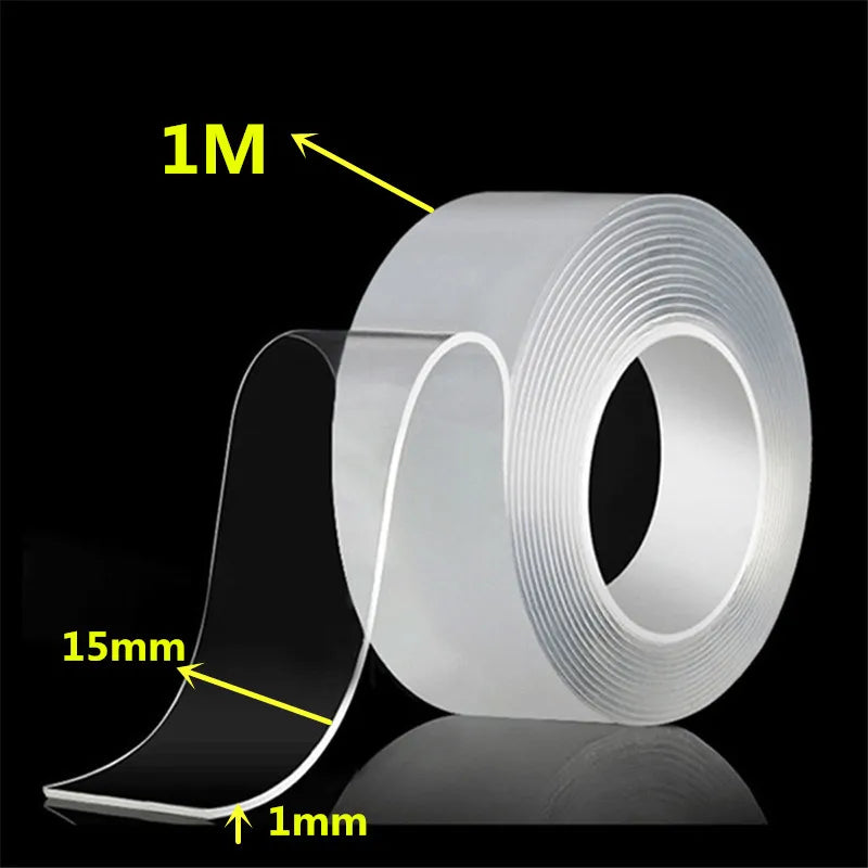 1m 2m 3m 5m Nano Tape Double Sided Tape Transparent Reusable Waterproof Adhesive Strong Tapes Cleanable Kitchen Bathroom Supp