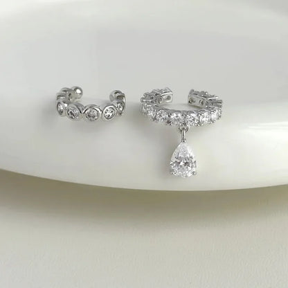 Silver Color Zirconia Pearl Clip On Earrings for Women Geometric Ear Cuff Without Piercing Girl Jewelry Gifts - e2232