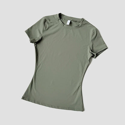 Women Yoga Top Seamless Sport T Shirts Fitness Clothes Short Sleeve Yoga Shirt Gym Top Running Active Wear - LightGreen / L