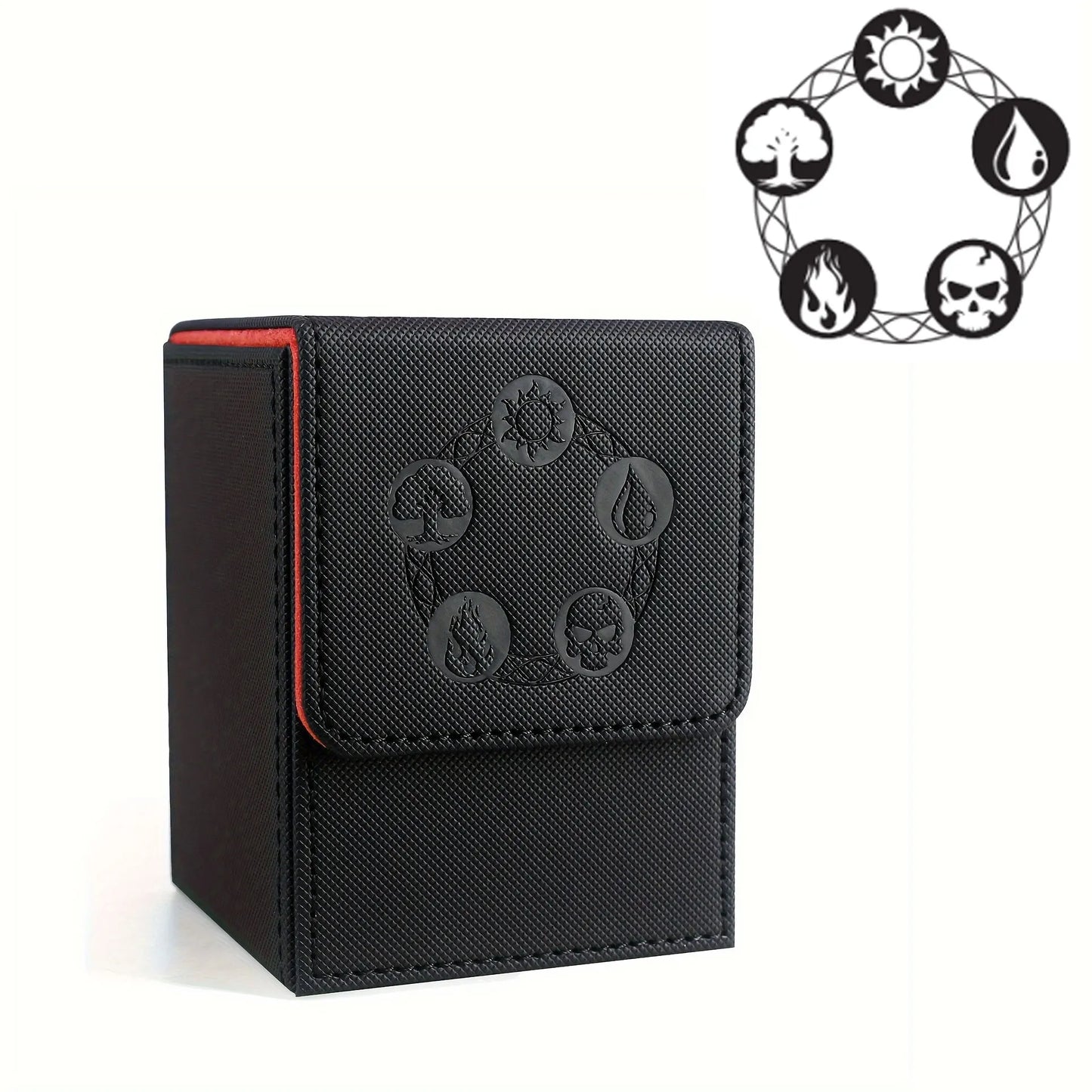 Card Deck Box, Copyrighted Design，Fits 100+ Single Sleeved Cards, Magnetic Closure PU Leather Card Box for TCG Cards