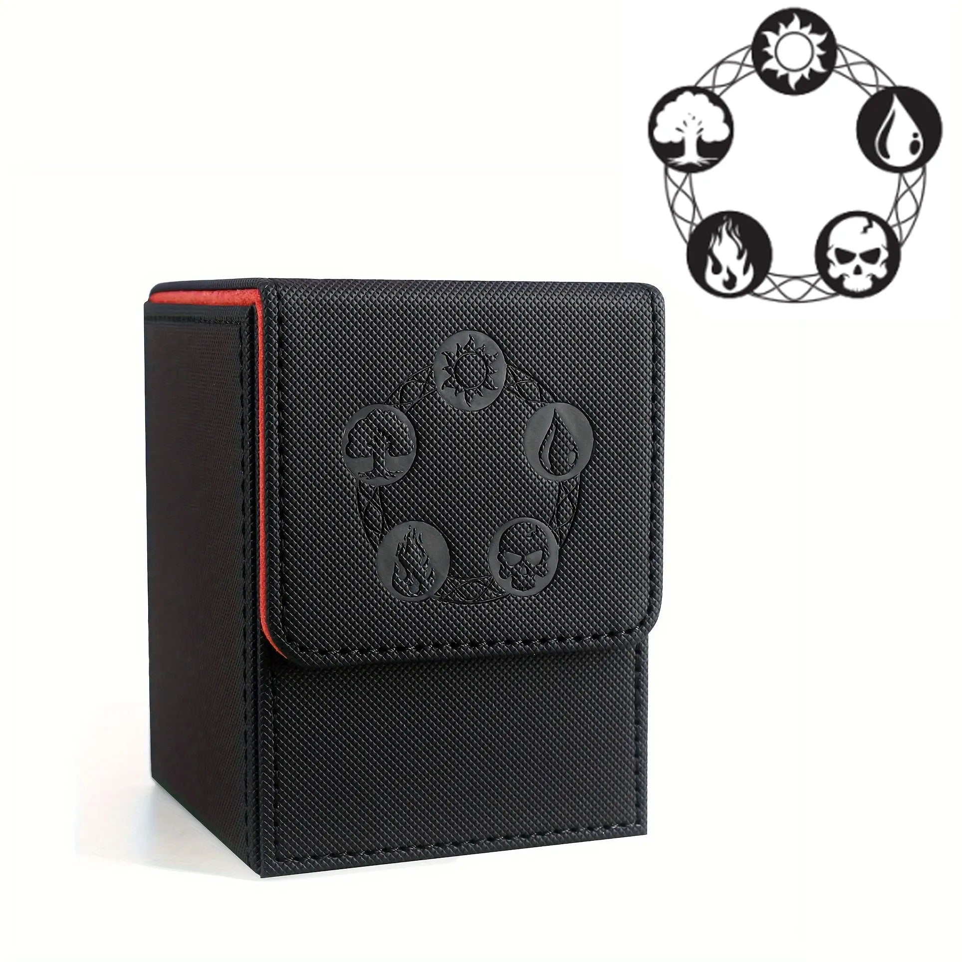 Card Deck Box, Copyrighted Design，Fits 100+ Single Sleeved Cards, Magnetic Closure PU Leather Card Box for TCG Cards