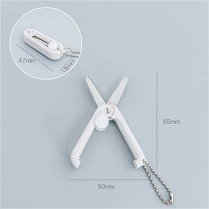 Mini Portable Small Scissors Creative Paper-cutting Notebook Tool That Can Be Extended and Folded - White