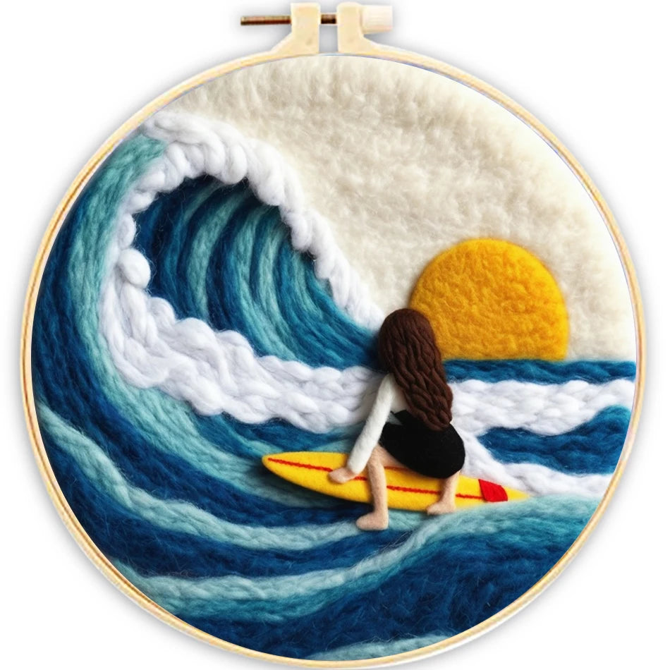 Needle Felting Kit For Beginner Wool Painting Kit DIY Felt Wool Needle Felt Set Tool Landscape Gift Picture For Home Decors -
