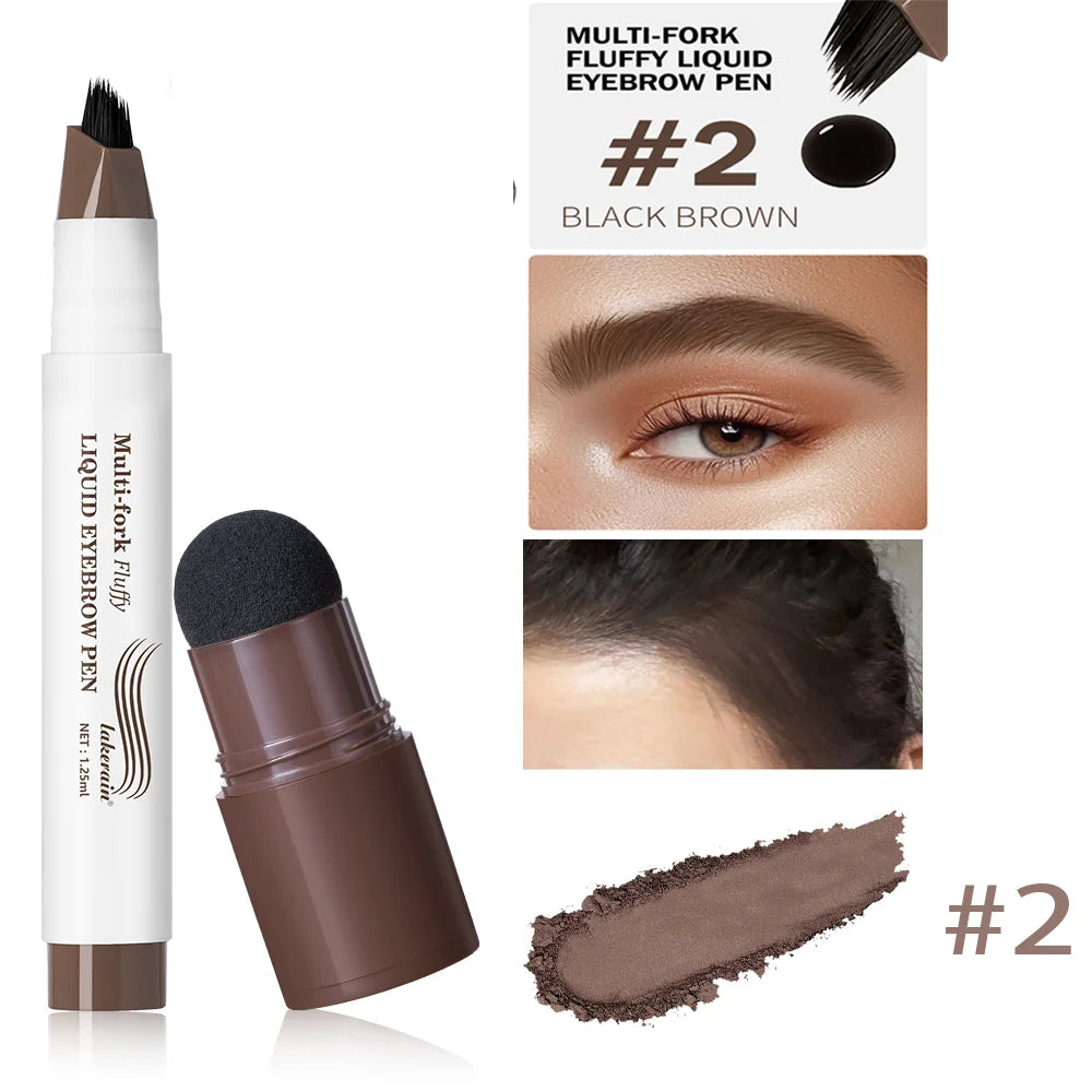 Waterproof Hairline & Root Concealer Pen – Instant Grey Coverage with Easy Blend Powder Stick for Normal Hair - 2And eyebrow 