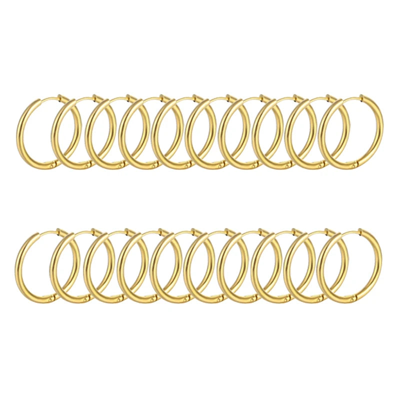 10/20Pcs Minimalist 316L Stainless Steel Small Hoop Earrings For Women Man Classic Round Earrings Fashion Ear Piercing Jewelr