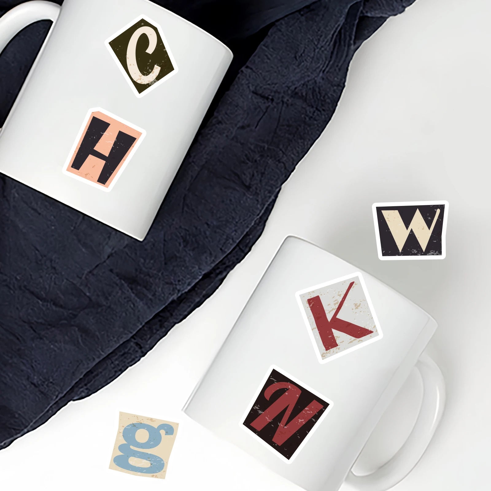 52pcs Vintage Letter Pattern Stickers for Laptops, Phone Cases, Water Bottles, Suitcases, Children's Toys, Back To School Sea