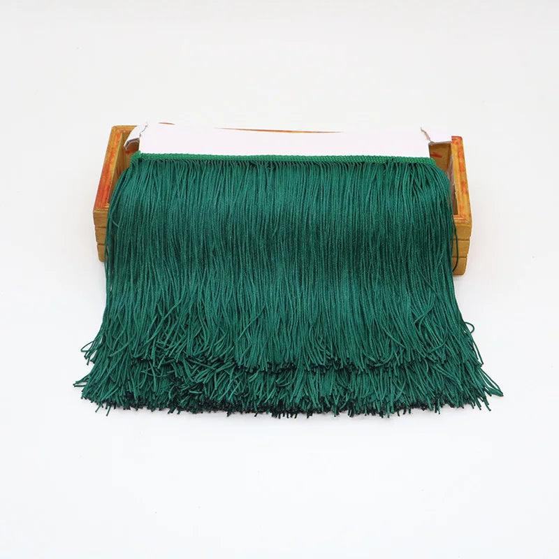 Lace Ribbon, 10 Yards Tassel Trim for Dress Trimming, Do It Yourself Crafts & Scrapbooking - Dark green / 10 yards