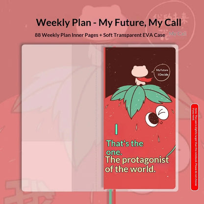 Kinbor Cute Agenda Undate Weekly Daily Planner Slim Illustrated Self-fill Notebook Weekly To Do List Hardcover Two Page Per W
