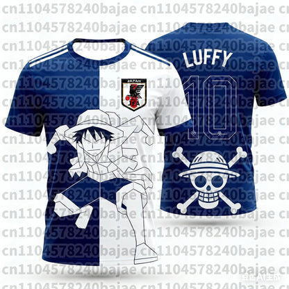 2026 Japan One Piece Luffy Football Jersey T-shirt Kids Football Special Jersey Kit Adult Men's Quick-Drying Sweatshirt