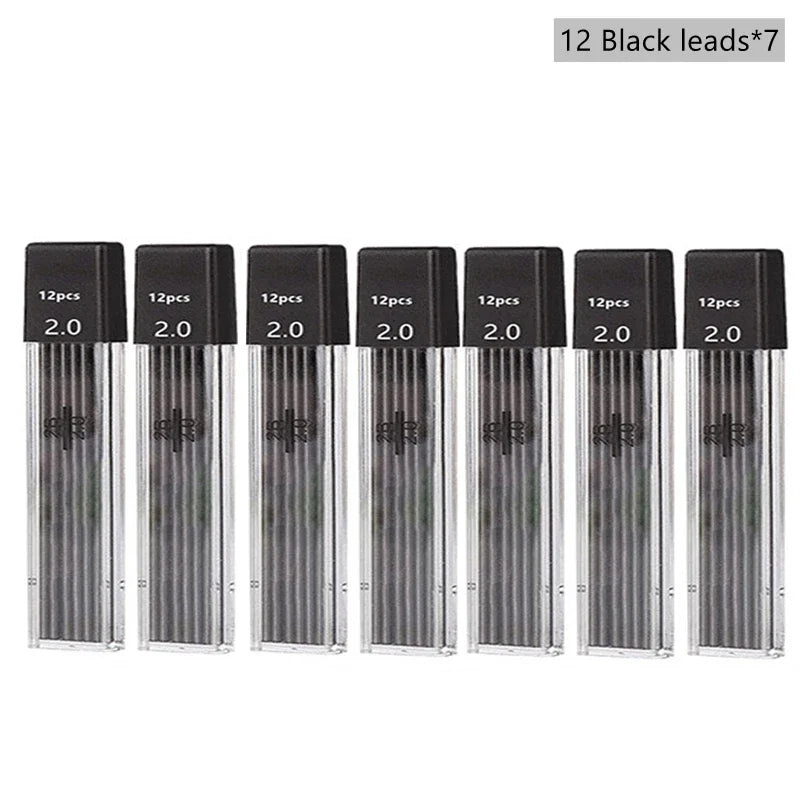 Mechanical Pencil Set 2.0 mm with 2B Black/Colors Lead Refill For Writing Sketching Art Drawing Painting School Automatic Pen