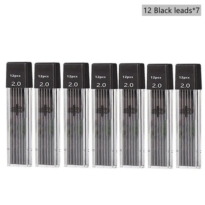 Mechanical Pencil Set 2.0 mm with 2B Black/Colors Lead Refill For Writing Sketching Art Drawing Painting School Automatic Pen