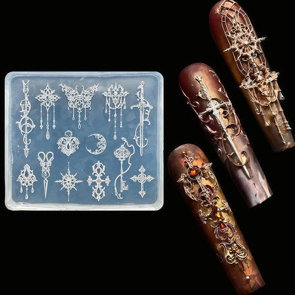 3D Buttons Nail Art Mold Silicone Cute Nail Charms Tool Women DIY Manicure Multi Shapes Button Small Model Resin Buckle Suppl