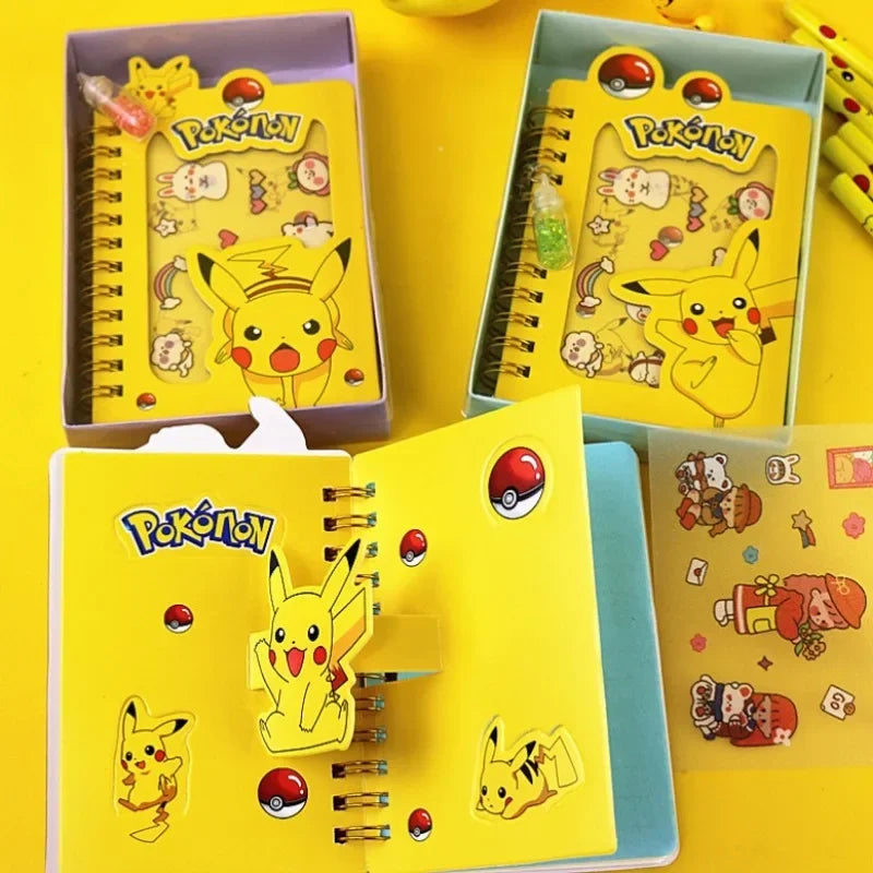 Pokemon Pikachu Notebook Coil Bound, Cute Anime Cartoon Diary Journal for School Office Study Supplies, Kids Gift Set