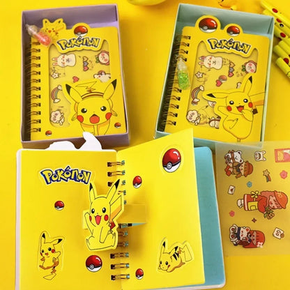 Pokemon Pikachu Notebook Coil Bound, Cute Anime Cartoon Diary Journal for School Office Study Supplies, Kids Gift Set