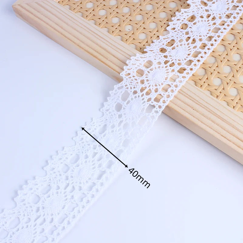 5Yards/Lot White Cotton Embroidered Lace Net Ribbons Fabric Trim DIY Sewing Handmade Craft Materials