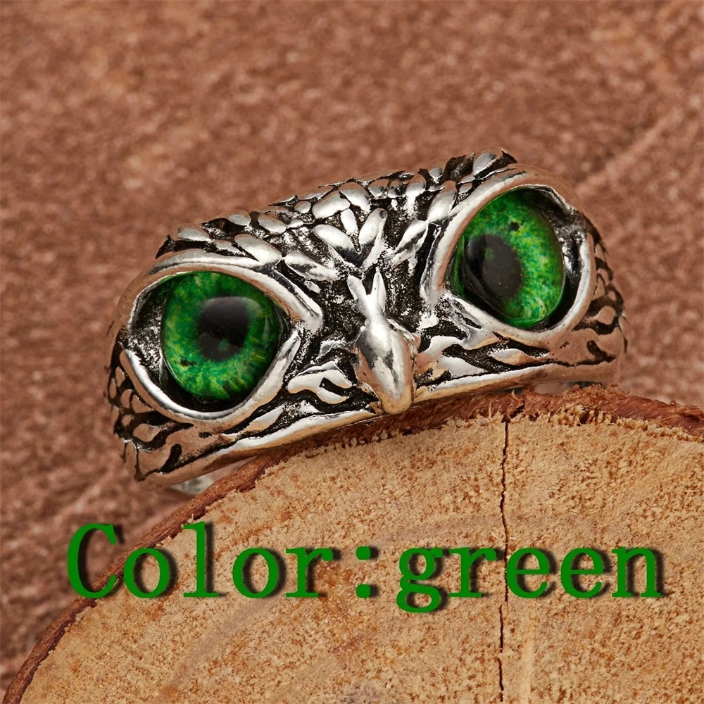 Rare Vintage Owl Carved Tibet Silver Ring for Men Cute Animals Youth Gothic Adjustable Fashion Women Jewelry Accessories Gift