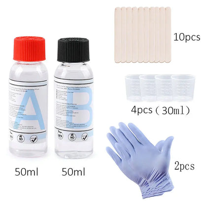 1:1 Clear Epoxy Resin Crystal Clear Art Resin Epoxy 2 Part Epoxy Casting Resin Kit with Measuring Cups, Stick, Silicone Glove