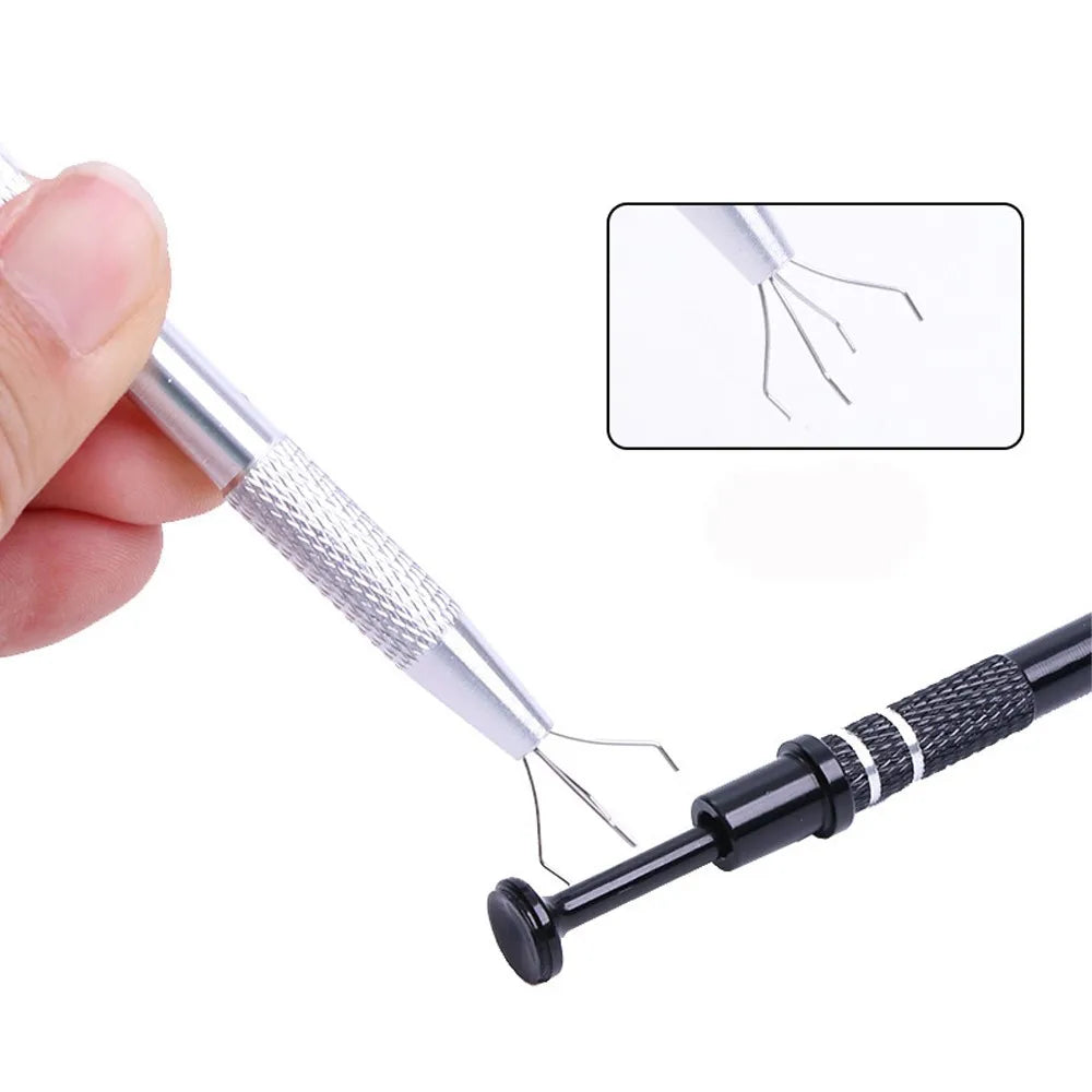 Piercing Ball Grabber Tool Pick Up with 4 Prongs Holder Diamond Claw Tweezers for Small Parts Gems Prong Jewelry Making Tool