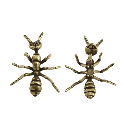 Brass Ant Figurines Miniature Simulation Insect Desk Ornament Table Tea Pets Antique Copper Crafts Home Decors