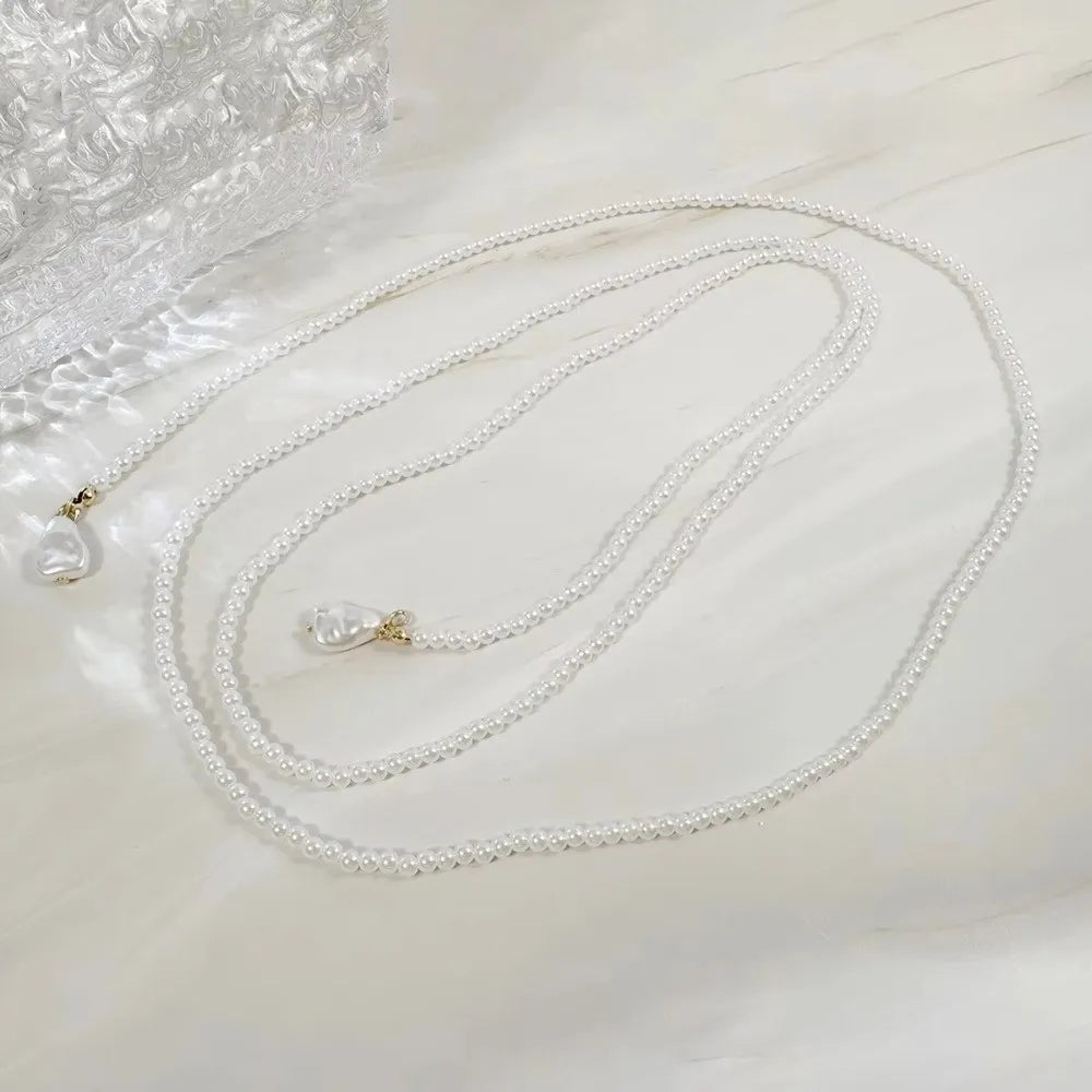 Imitation Pearl Pearl Lariat Necklace Multi Layer Design Teardrop Pendant Multi Layer Necklace Elegant Style Long Chain Lengt