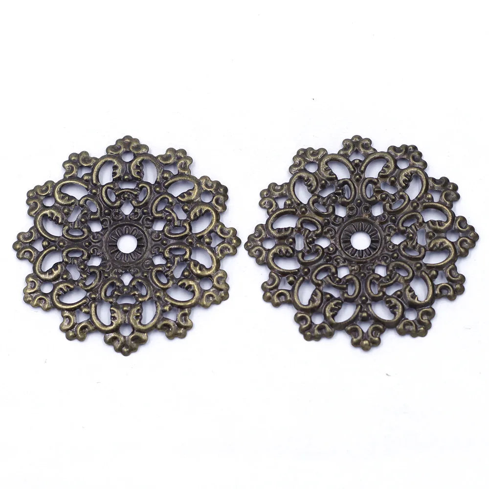 Pendants Wraps Metal Crafts Connectors Rose Flower Filigree Flower For Embellishments Scrapbooking Jewelry DIY Accessories