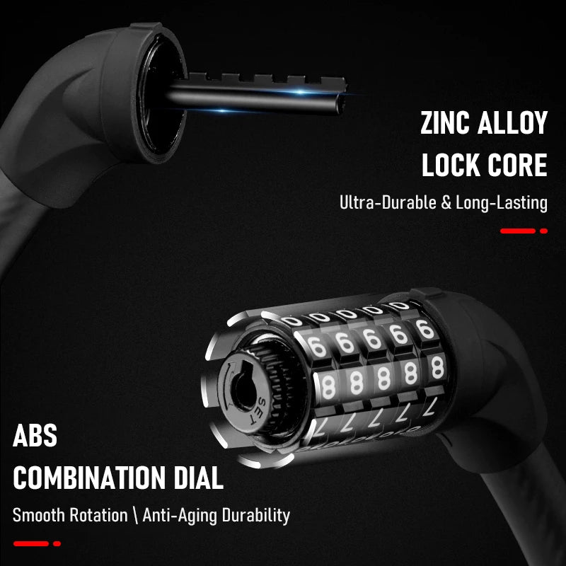 5-Digit Combination Bike Lock - Heavy-Duty Universal Bicycle Lock for Mountain Bike/Scooter/&Motorcycles - Anti-Theft Protect
