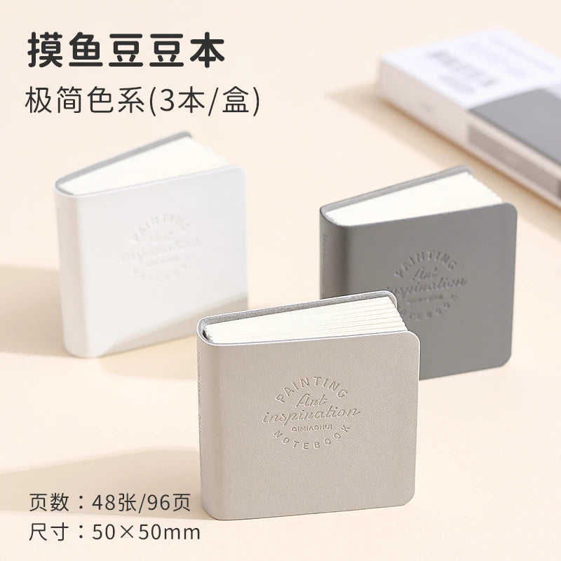 3pcs/set Colorful Mini Drawing Books Square Watercolor Sketchbook Thick Paper Drawing Books Study Art Art Supplies - C