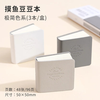 3pcs/set Colorful Mini Drawing Books Square Watercolor Sketchbook Thick Paper Drawing Books Study Art Art Supplies - C