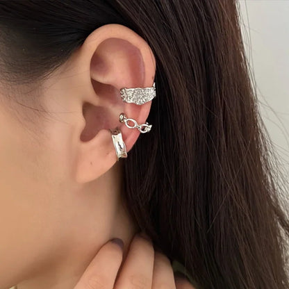 LATS Clips Earrings for Women Unisex Minimalist Fashion Cartilage Hoop Earings Set Ear Cuff Fake Piercing Clip on Ear Jewelry
