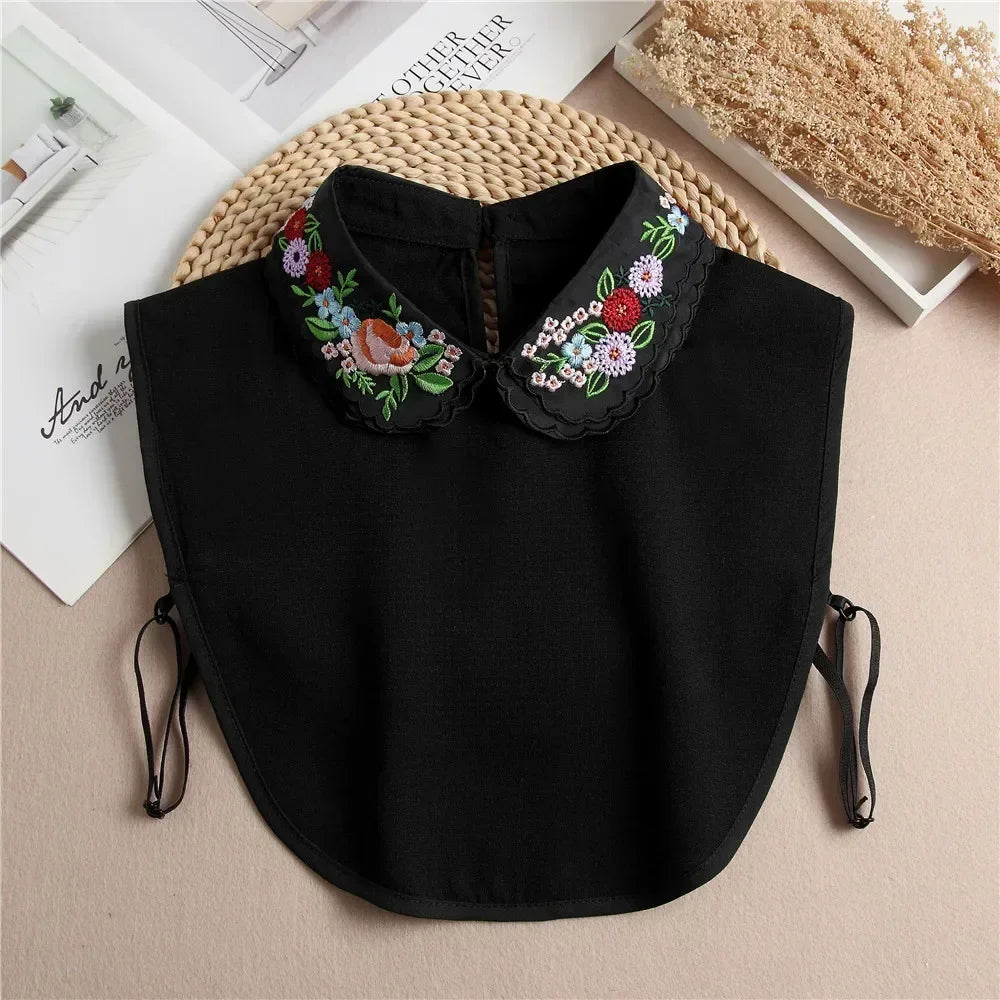 Fashion 2025 Front Tie White Fake Collar for Women Stand Detachable Collar Fake Girls Vintage Lace Ladies False Blouse Collar