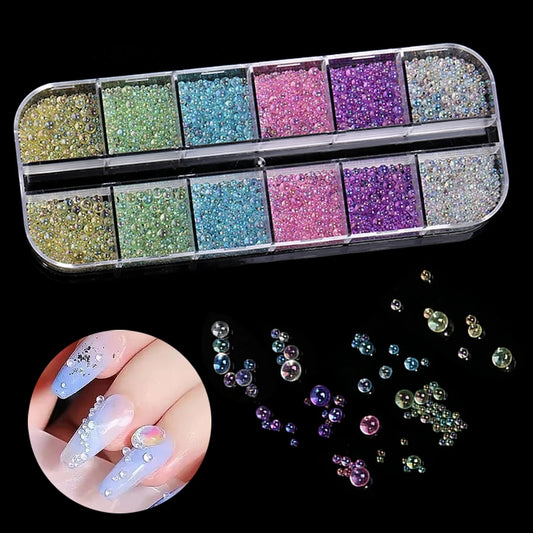 Nails Art Bubble Rhinestones Purple Yellow Pink Accessories Glass 3d Epoxy Glass Parts 1 Box Material Charms