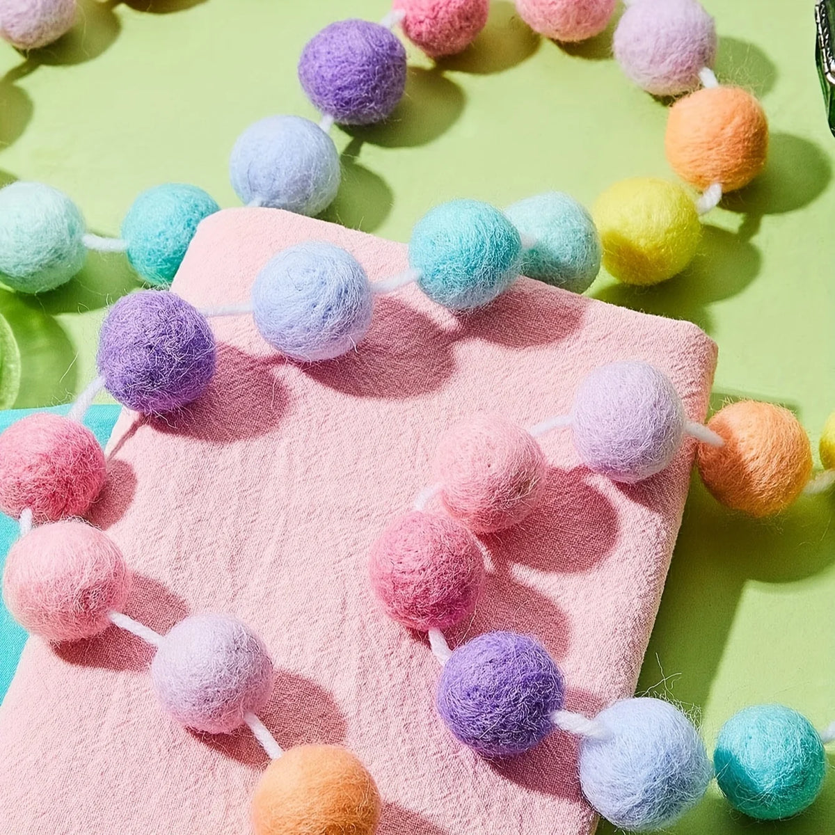 2m Colorful Pompom Pendant Garland Nordic Series Felt Ball String Hanging DIY Handmade Nursery Children Room Home Decor