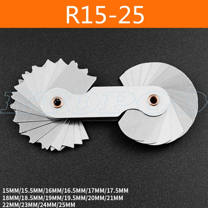 Radius Template R Gauge R1-6.5 7-14.5 15-25 26-80 Radius Gage Plate Fillet Gaug External Internal Concave Convex Measuring To