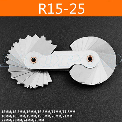 Radius Template R Gauge R1-6.5 7-14.5 15-25 26-80 Radius Gage Plate Fillet Gaug External Internal Concave Convex Measuring To