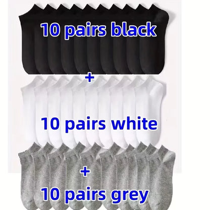 5/10-Pack Unisex Comfort-Fit Ankle Socks For All, Breathable & Lightweight - Ideal For Sports & Daily Wear - 30Pairs