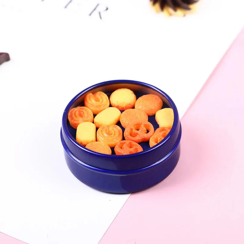 1Pcs 1/12 Dollhouse Miniature Danish Cookie Box Model Set Kitchen Accessories For Doll House Decor Kids Toys Gift