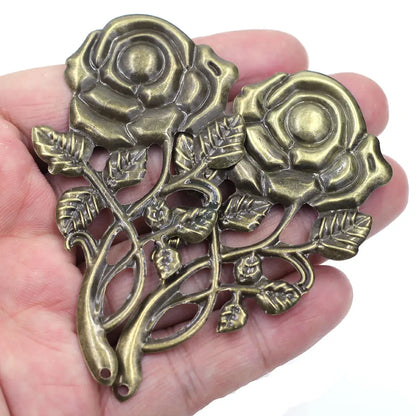 Pendants Wraps Metal Crafts Connectors Rose Flower Filigree Flower For Embellishments Scrapbooking Jewelry DIY Accessories