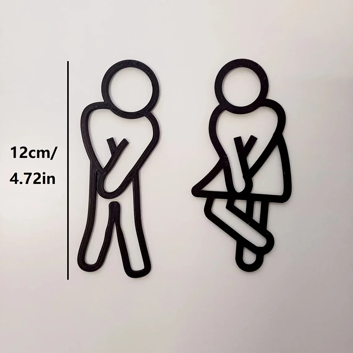 Funny Bathroom Signs for Men Women Creative 2D Flat Restroom Door Decor Restaurant Hotel Cafe Toilet Signage Wall Sticker - s