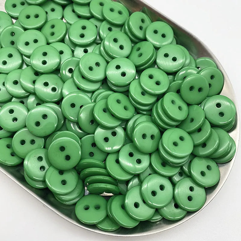 50pcs 11.5mm Colours Double Eye Bread Button Round Resin Sewing Buttons Diy Scrapbooking Multicolour - 16