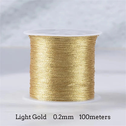 Gold/Silver Thread Macrame Cord Rope Bracelet Necklace Braided String For DIY Tassel Beading Shamballa String Supplies - 0.2m
