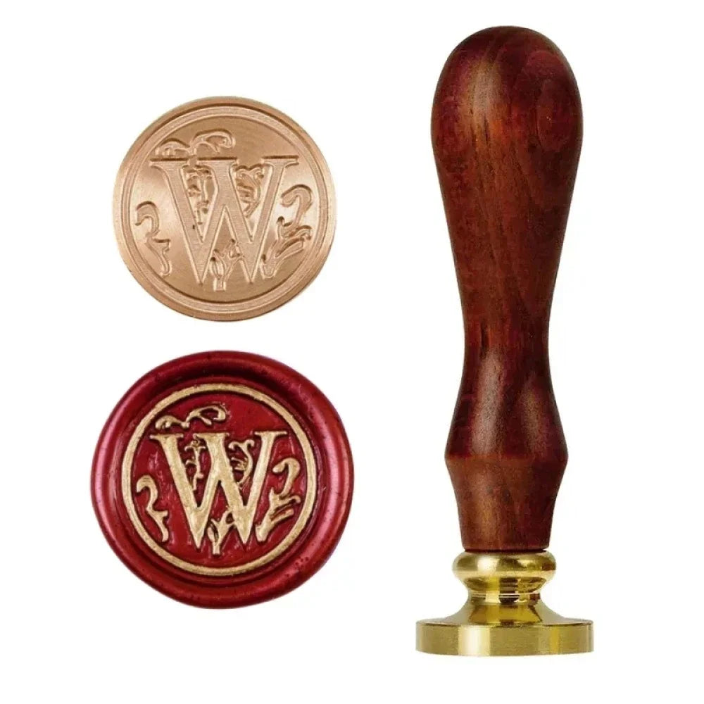 1set 26 Letter A-Z Wax Seal Stamp with wooden handle, Wax Seal Paint Copper Head for Envelope Gift Invitation Card Sticker - 