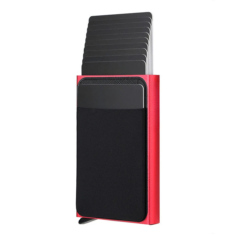 Automatic Flip Card Side Push Card Holder Sleeve Large Capacity 12 Cards Slot Metal Cards Box Men Credit Card Anti-theft Wall