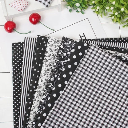 Printed Cotton Fabric for Sewing, Quilting Fabrics for Patchwork, Needlework, DIY Handmade Accessories, 25x25cm - black